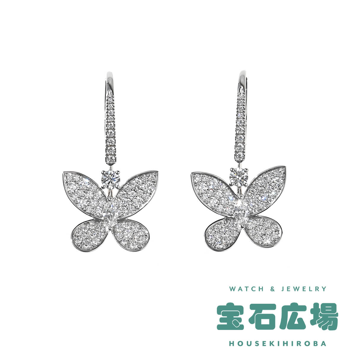 White Gold - グラフ GRAFF パヴェ バタフライ（ミニ） マーキスダイヤ・ダイヤ ドロップピアス RGE1167【新品】レディース ジュエリー 送料無料