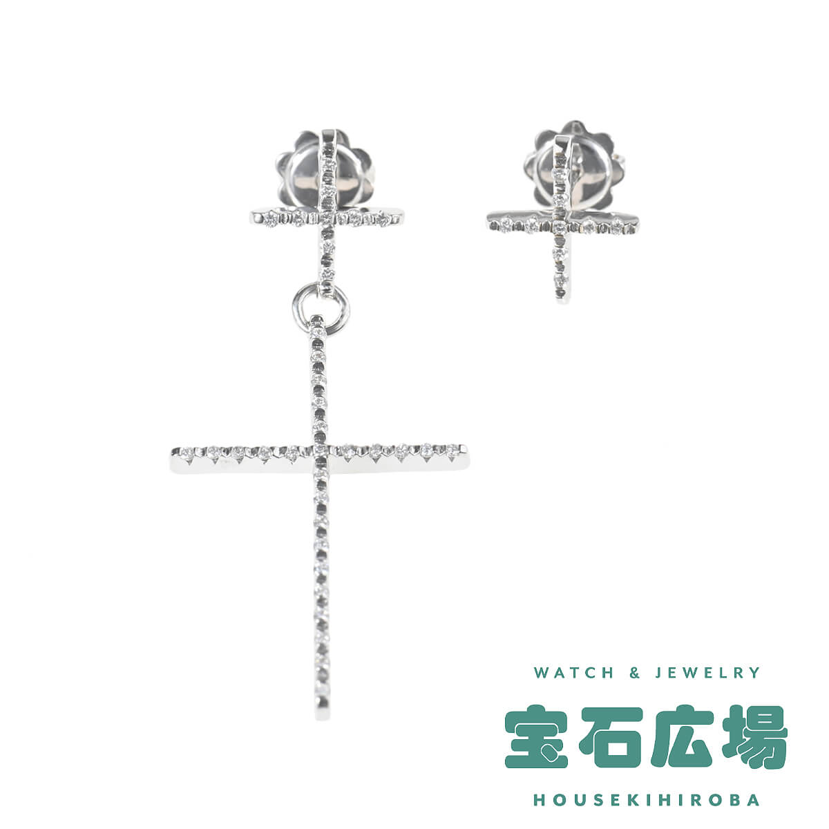 ポンテヴェキオ Ponte Vecchio アシンメトリー クロス ダイヤ スタッド＆ドロップピアス 【中古】レディース ジュエリー 送料無料