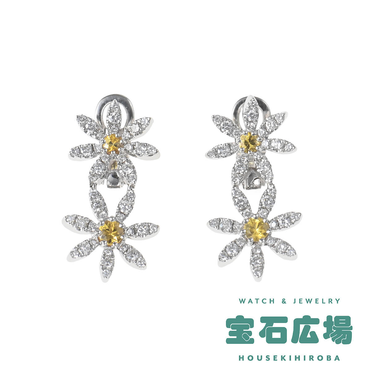 ポンテヴェキオ Ponte Vecchio 2Pフラワー イエローサファイア・ダイヤ ピアス レディース ジュエリー 送料無料
