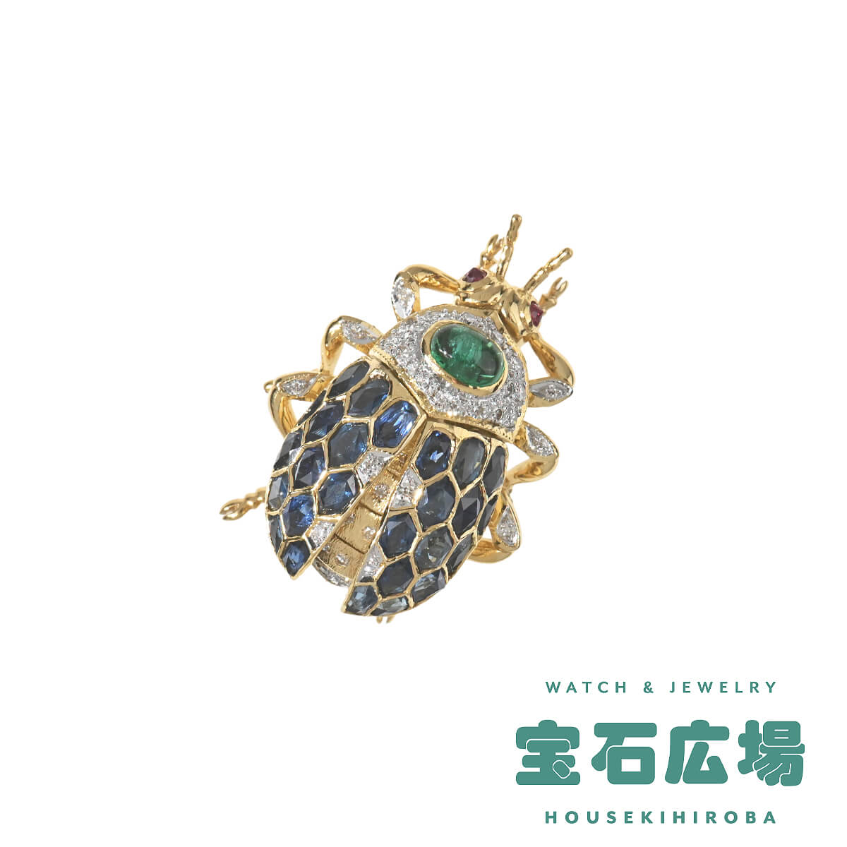 ノーブランド スカラベ エメラルド・サファイア・ルビー・ダイヤ ブローチ 【中古】ユニセックス ジュエリー 送料無料