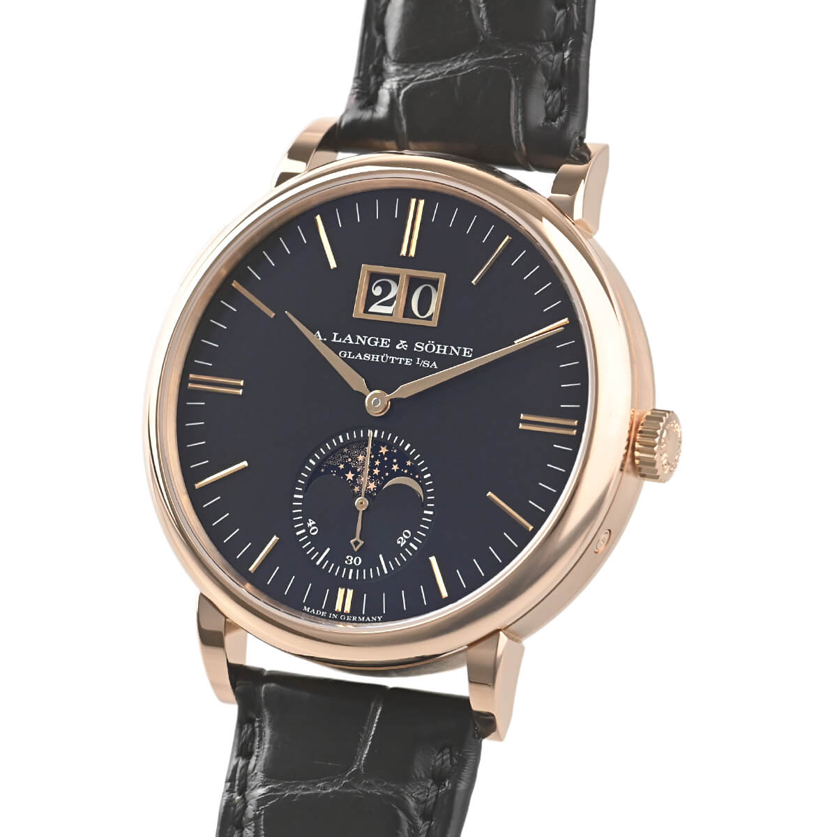 【最大30000円OFFクーポン1/1(木)0時開始】A.ランゲ＆ゾーネ LANGE & SOHNE サクソニア ムーンフェイズ 384.031【中古】メンズ 腕時計 送料無料