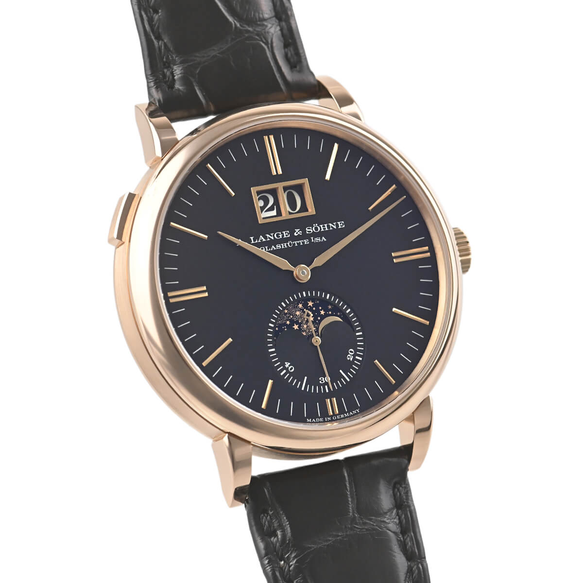 【最大30000円OFFクーポン1/1(木)0時開始】A.ランゲ＆ゾーネ LANGE & SOHNE サクソニア ムーンフェイズ 384.031【中古】メンズ 腕時計 送料無料