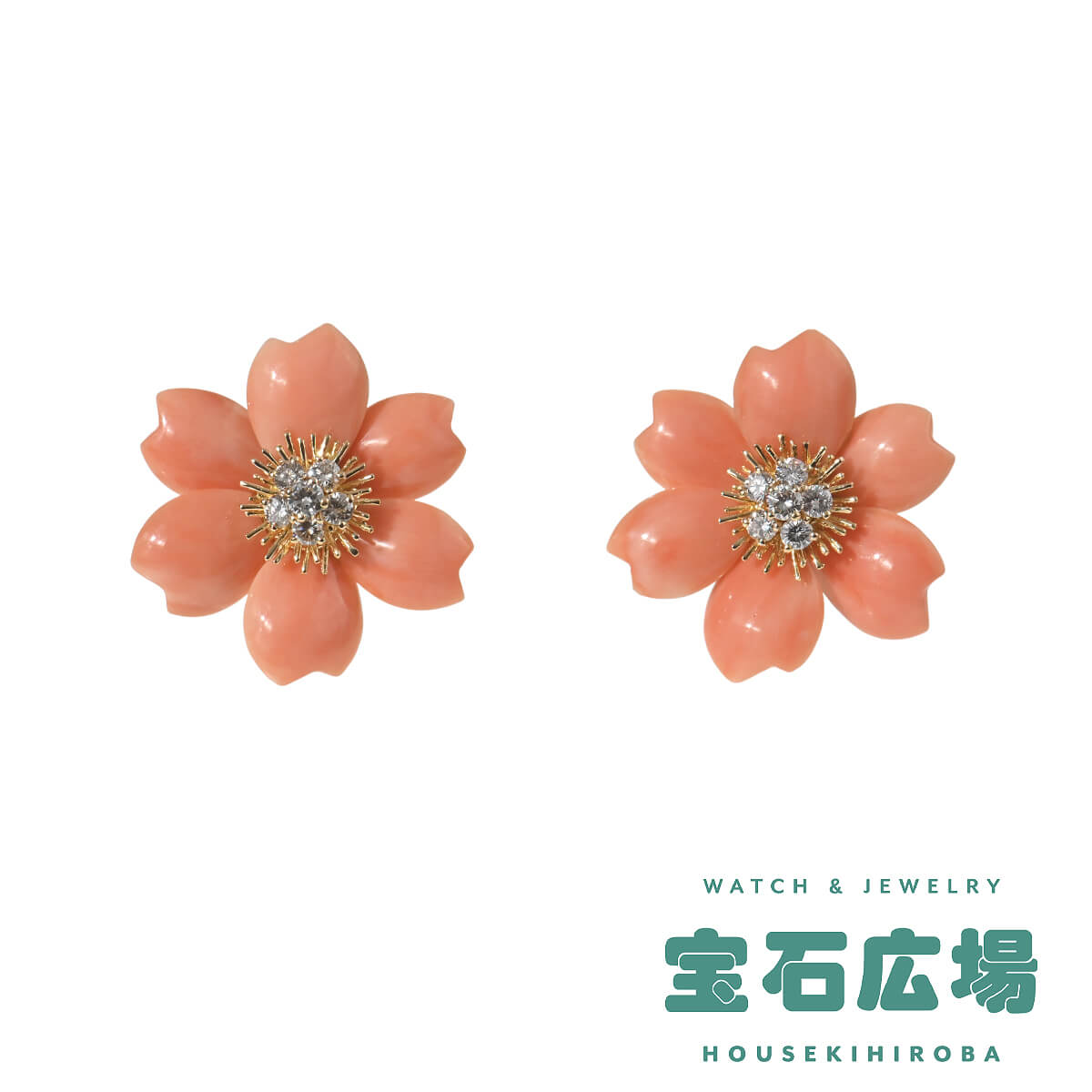 Rakuten - ヴァン クリーフ＆アーペル Van Cleef ＆ Arpels ローズドノエル ピンクコーラル・ダイヤ ピアス 【中古】レディース ジュエリー 送料無料