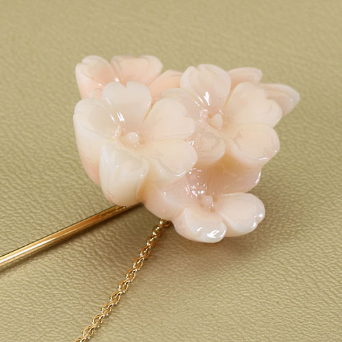 ピンク ミッド珊瑚 ピンブローチ 桜 K18 イエローゴールド 無染色 SANSUI 天然 sango 本さんご コーラル 宝石サンゴ 専門店