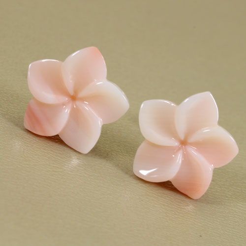 ジュエリー ピアス 無染色 3月誕生石 K18 イエローゴールド 花 ピアス 無染色 天然 サンゴ Junsui ピンク 本さんご コーラル アクセサリー ガーネ珊瑚 プルメリア Sango 宝石 サンゴ 専門店 宝石珊瑚のsansui