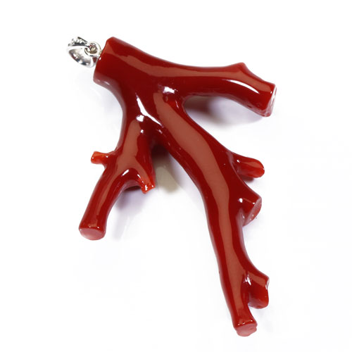 血赤珊瑚 枝 ペンダント K18WG ホワイトゴールド 無染色 SANSUI レッド レディース 女性 3月誕生石 天然珊瑚 sango 本さんご コーラル 宝石 サンゴ 土佐 高知