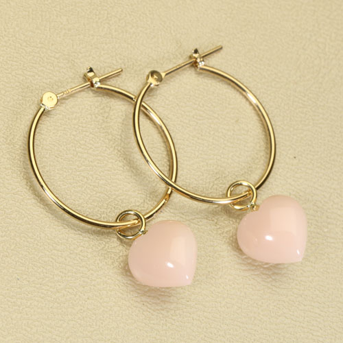 【マラソン10％OFFクーポン】 ミス珊瑚 ピンク レディース フープ ピアス ハート K18YG 18金 イエローゴールド 無染色 SANSUI レディース 女性 ファッション アクセサリー ジュエリー 珊瑚婚式 3月誕生石 ラッピング無料 送料無料 高知 土佐