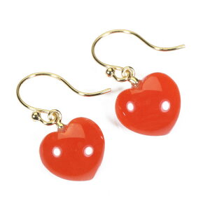 地中海紅珊瑚 サルジ・胡渡 ピアス ハート K18YG イエローゴールド 無染色 SANSUI レディース 女性 ファッション アクセサリー ジュエリー 還暦祝い 珊瑚婚式 3月誕生石 ラッピング無料 送料無料