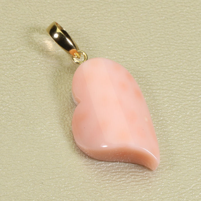 桃 珊瑚 ペンダント ハート K18YG イエローゴールド 無染色 SANSUI レディース 女性 ファッション アクセサリー ジュエリー 還暦祝い 珊瑚婚式 3月誕生石 ラッピング無料 送料無料
