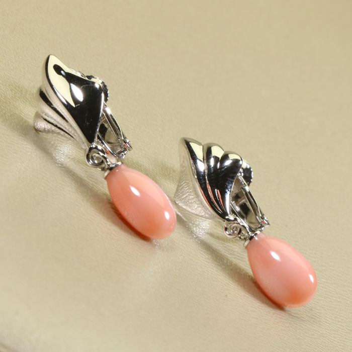 ピンク ガーネ珊瑚 イヤリング シルバー ドロップ ブラ 無染色 SANSUI 3月誕生石 天然珊瑚 sango 本さんご コーラル 宝石 サンゴ 土佐 高知 ラッピング 無料 送料無料