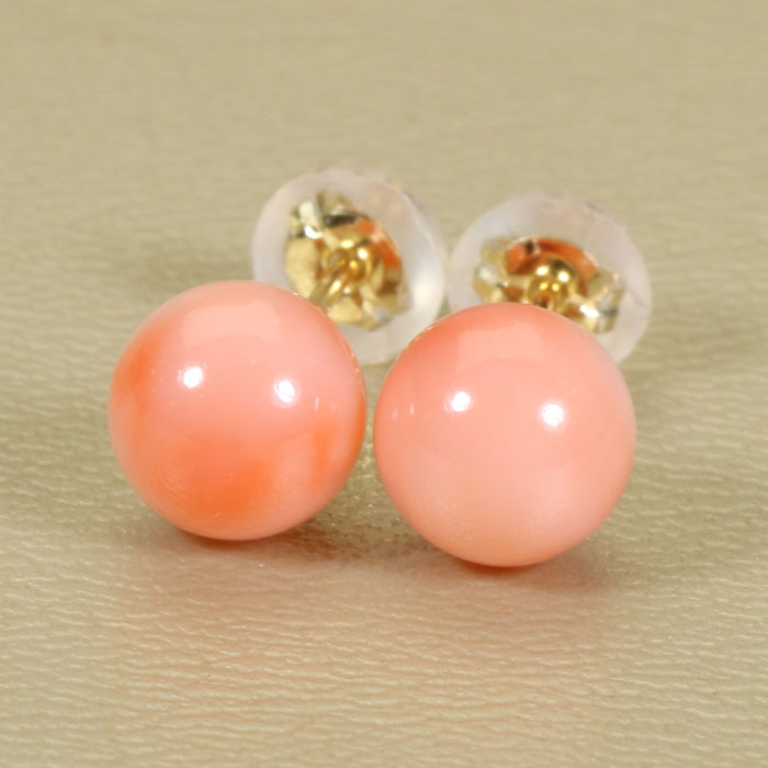 【マラソン10％OFFクーポン】 深海珊瑚 ピンク ピアス 丸玉 K18YG 18金 イエローゴールド 無染色 SANSUI レディース 女性 ファッション アクセサリー ジュエリー 珊瑚婚式 3月誕生石 ラッピング無料 送料無料