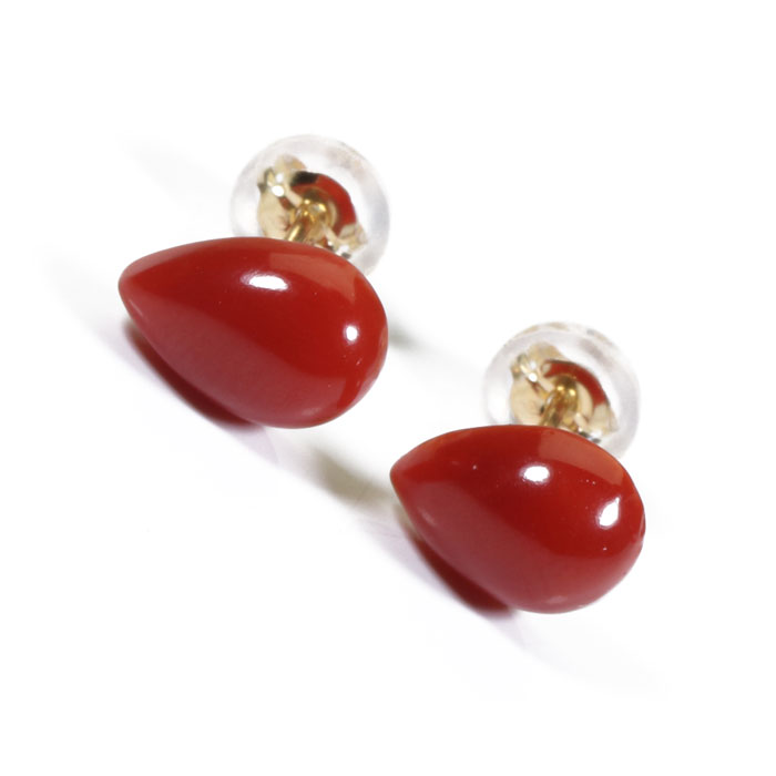 血赤 珊瑚 ピアス K18 18金 イエローゴールド 無染色 SANSUI レディース 女性 ファッション アクセサリー ジュエリー 還暦祝い 珊瑚婚式 3月誕生石 ラッピング 無料 送料無料