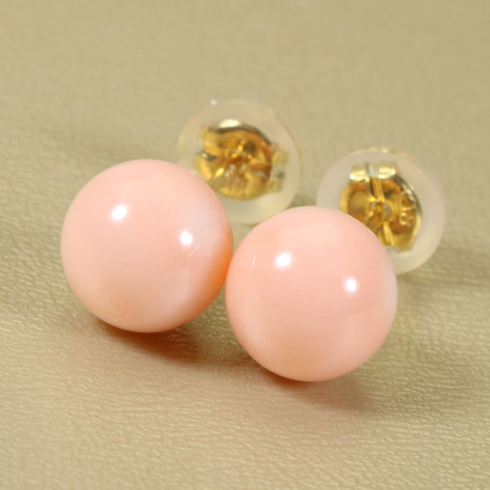 桃珊瑚 本ボケ 丸玉 ピアス K18YG イエローゴールド 無染色 SANSUI レディース 女性 ファッション アクセサリー ジュエリー 珊瑚婚式 3月誕生石 ラッピング無料 送料無料