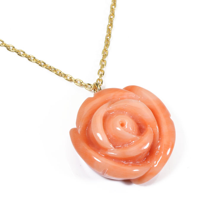 桃珊瑚 ペンダント 薔薇 花 一粒 ゴールドフィルド 無染色 SANSUI レディース 女性 ファッション アクセサリー ジュエリー 珊瑚婚式 3月誕生石 ラッピング無料 送料無料 高知 土佐