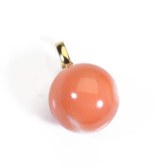 桃珊瑚 丸玉 ペンダント K18YG 18金 イエローゴールド 無染色 SANSUI 天然珊瑚 sango 本さんご コーラル 宝石 サンゴ 専門店 土佐 高知 ラッピング 無料 送料無料