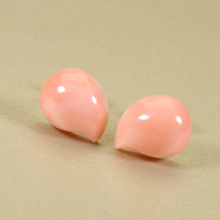 桃珊瑚 ピアス オーバル マガイボケ K18 18金 イエローゴールド 無染色 SANSUI レディース 女性 ファッション アクセサリー ジュエリー 珊瑚婚式 3月誕生石 ラッピング無料 送料無料