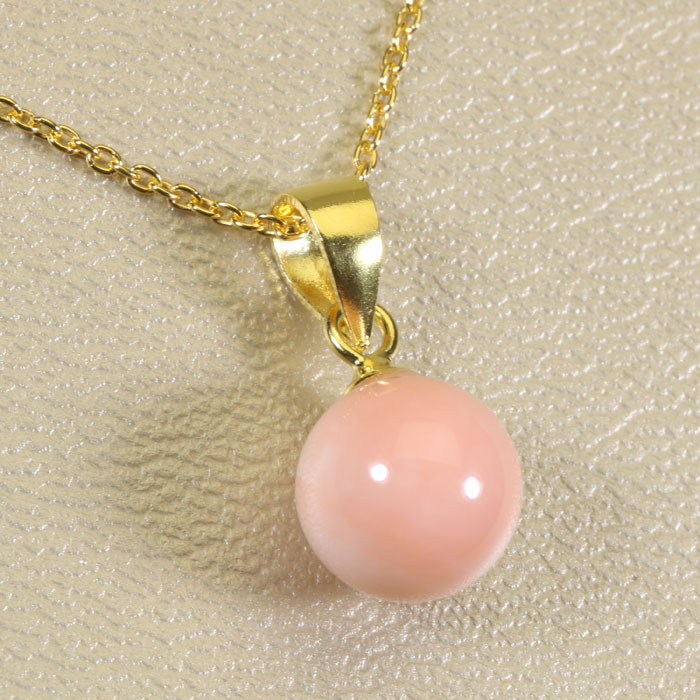 ガーネ珊瑚ピンクネックレスペンダン...