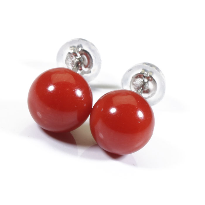 血赤珊瑚 レッド ピアス 丸玉 Pt900 プラチナ 無染色 SANSUI レディース 女性 ファッション アクセサリー ジュエリー 還暦祝い 珊瑚婚..