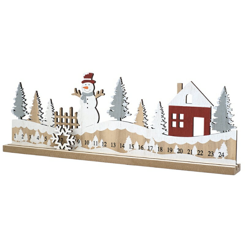 【クリスマスウッドオブジェ2個セット】【スノーマンハウスカレンダー】送料無料 玄関 インテリア 雑貨 プレゼント ギフト お祝い 開店 新築 住宅 クリスマスアレンジ ショップ カフェ 北欧風 ノルディック ナチュラル 木製
