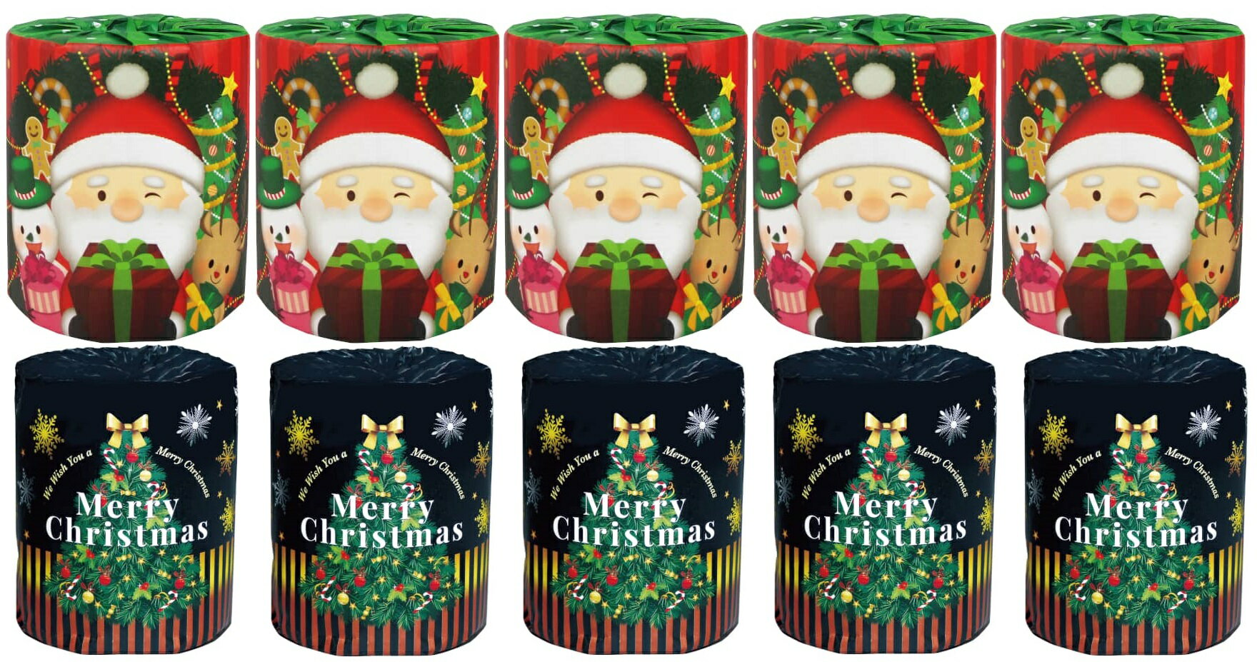 【※10個セット販売/送料無料※】【サンタ・クリスマスロールアソート】冬の販促品 クリスマス サンタ トイレットペーパー パーティ イベント 催事 企画 ディスプレイ 抽選会 粗品 ノベルティ プレゼント 学校 幼稚園 保育園 子供会のサムネイル
