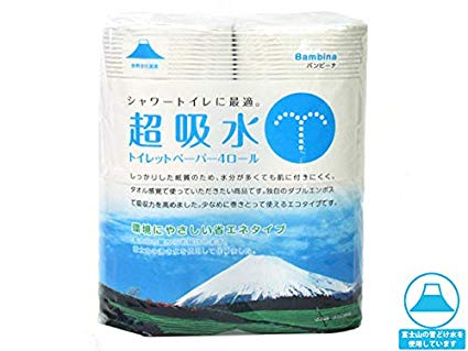 【※代引き不可※】【バンビーナ超吸水4R27,5mW】【1ケース30パック入/1パック当たり194円(税込)】トイレットペーパー トイレ用品 業務用 家庭用 消耗品 日用品 生活用品 エンボス加工 再生紙100％ ハードタイプ ミシン目あり 個包装 富士山