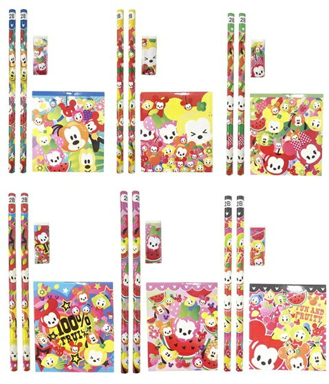 【※25個セット販売/送料無料】【ディズニーフルーツ4点文具セット】子供向け 景品玩具 文具 ステーショナリー 販促品 粗品 プチギフト ノベルティ 景品 イベント 記念品 PTA 運動会 参加賞 子供会 幼稚園 保育園 協会 大会 お祭り 引越し メモ 鉛筆 消しゴム houshodo-10018885 イベント企画ノベルティセンター パッケージ画像