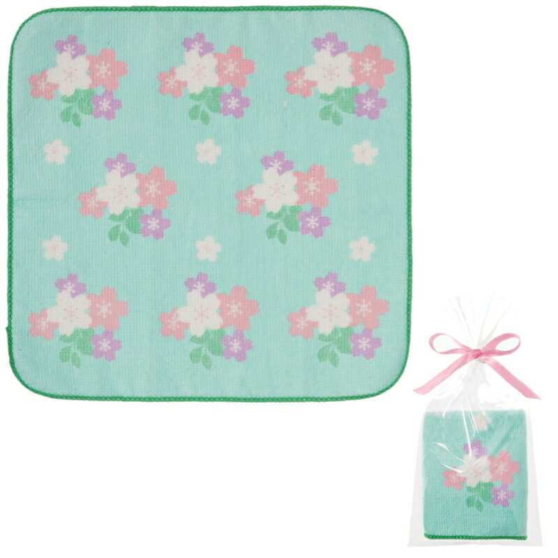 【セット販売】【さくら模様ハンドタオル】送料無料 桜 春 季節限定 粗品 ノベルティ プチギフト プレゼント イベント 抽選会 景品 まとめ買い 低単価 学生 会社 学校 PTA 父母会 友達 家族 入園 入学 卒園 卒業 記念品 送別品 ハンカチ ばらまき