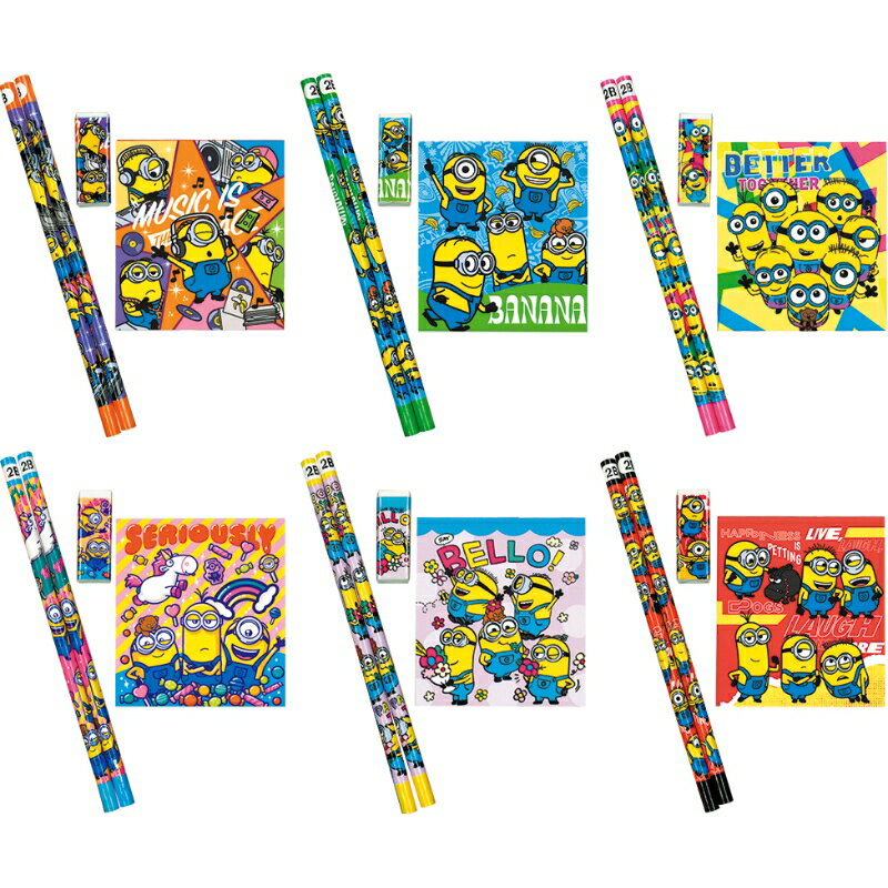 Rakuten - 【1パック24個セット】【ミニオンズ文具4点セット】キャラクターグッズ 景品玩具 知育玩具 子供向け 景品 イベント 抽選会 プレゼント ノベルティ 縁日 お祭り おもちゃ プチギフト 幼稚園 保育園 運動会 子供会 運動会 男の子 女の子