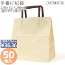 【20日限定★ポイント7倍&クーポン】 紙袋 手提げ袋 手提袋 平紐 H平22 ゆうび ベージュ 50枚手提げ マチ広 仕出し お弁当 おしゃれ 収納 業務用 ...