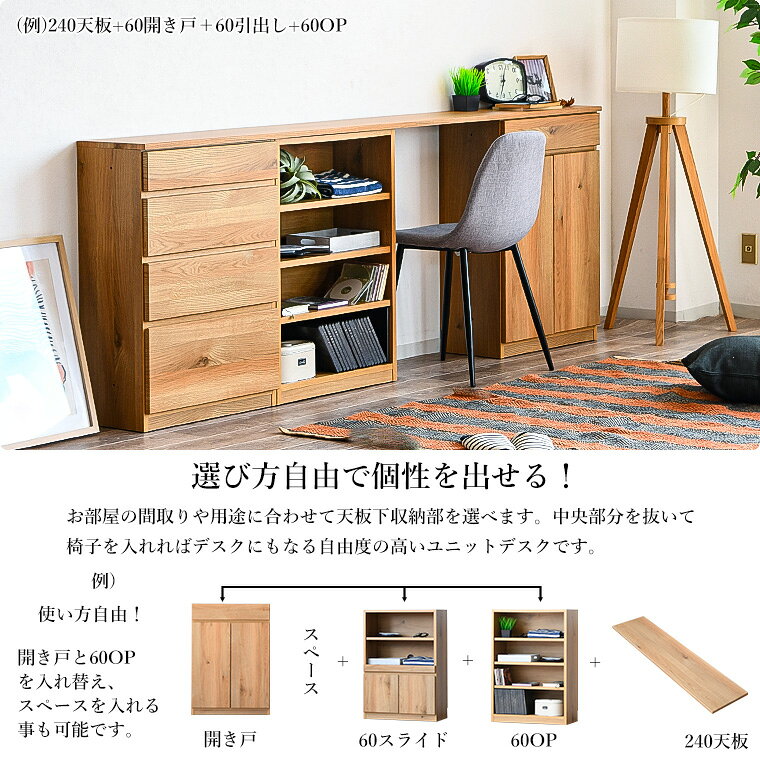 【2/4 & 2/5 最大30%offクーポン配布中】ユニット家具 ユニットデスク セミオーダー 日本製 240cm 組合せ自由 幅広 デスク 学習机 ユニット デスク 組合せ 選べる システムデスク ワークデスク 収納 PCデスク 書斎机 国産品 ワイドデスク [3]