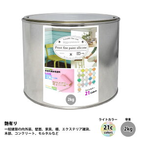 ペンキ 多目的用 水性塗料 つや有り ファインペイントシリコン　ライトカラー 全21色　2kg