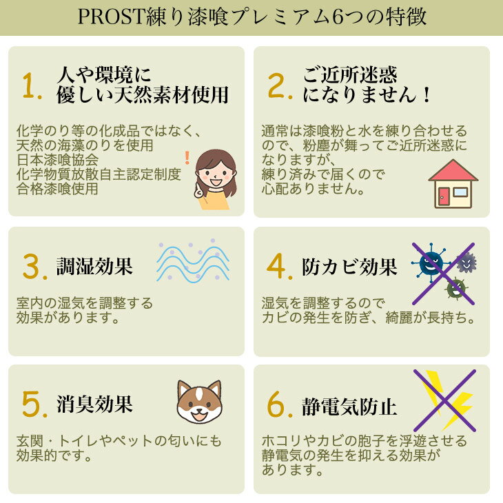 送料無料!簡単!練り漆喰プレミアム全21色20kg(畳10枚分16.5m2)/PROST練済み漆喰日本製左官塗り壁漆喰ペイント