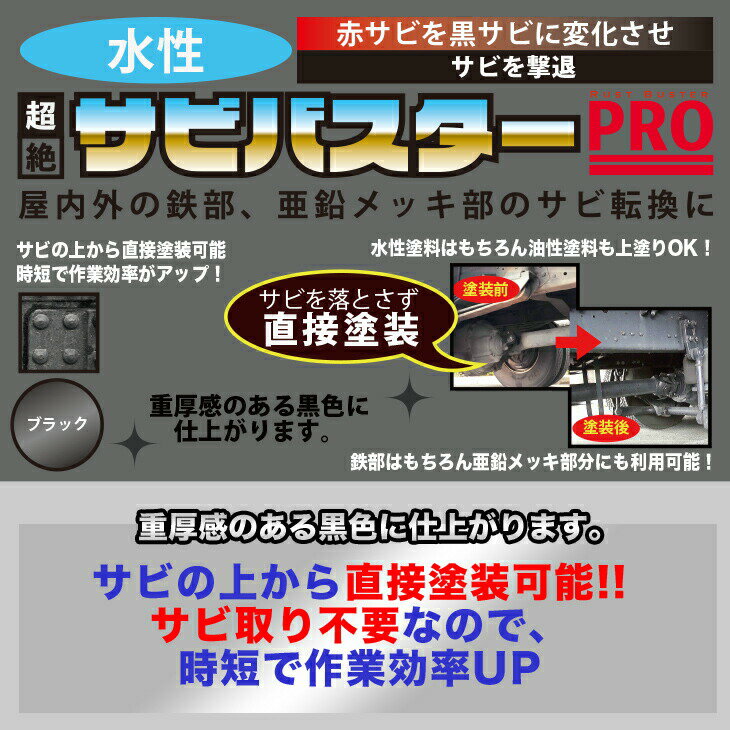 国産水性錆転換塗料ブラック超絶さびバスターPro100g/小分け水性塗料サビ止め1液サビ転換錆転換ホールド錆止め