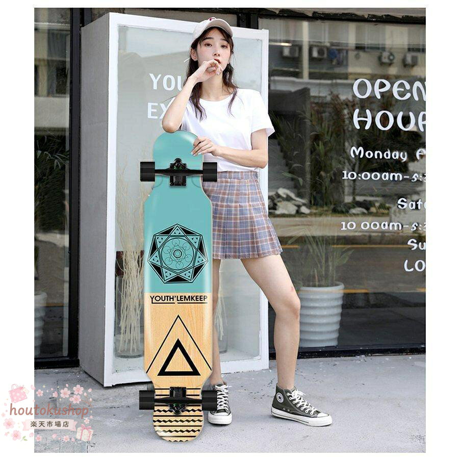 生産国：中国 デッキ素材：8枚カナディアンメープル トラック：7インチ ベアリング：クロム鋼 サイズ：118cm*25cm*11cm ウィール：70*51 PU輪　 荷重：150kg カラー：A、B、C、D、E、F、G、H、I、J、K、L 遊び方　：dancing、freestyle、slide、中低速DH、carvingなど ※手磨きで1-2cm誤差がございますのでご了承ください。 ※付属品の交換は不可です。また付属品に不具合がある場合もご交換できかねますので、ご了承ください。 ※製造過程に生じる塗装の僅かなムラやホコリの付着、キズ、汚れなどが一定ではございませんが生じますので予めご了承の上ご購入ください。 メーカー希望小売価格はメーカーサイトに基づいて掲載しています