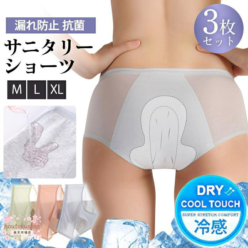 サニタリーショーツ レディース 3枚セット メッシュ素材 涼感 涼しい 接触冷感　下...