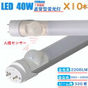 【10本セット】led蛍光灯 40w形 直管 グロー式工事不要 昼白色 人感センサー付き 30秒後消灯 1198mm 消耗電力20W 高輝度2200LM 発光角度320度 初期不良交換 送料無料 約40000時間 虫が集まりにくい エコ 環境にやさしい