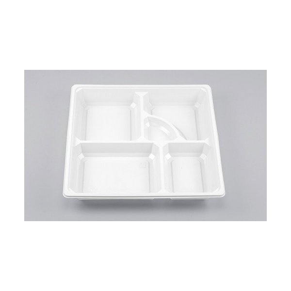 【屋号必須】シーピー化成 紙弁当箱 一体型80-80対応中仕切 BOX80-80A 白 240×240×35mm 1ケース300枚入