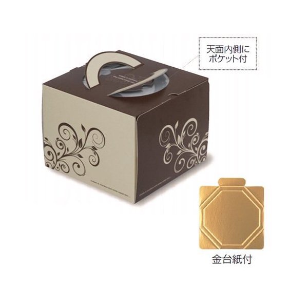 【屋号必須】デコレーションケーキ箱 DE-162T スイートデコ 金台紙付 7号 257×259×150mm 1ケース100枚入 ヤマニパッケージ