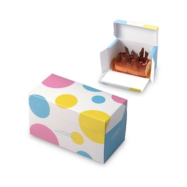 【屋号必須】ケーキ箱 20-2228T フードロール ポルカドット トレー付 215×105×125mm 1ケース200枚入 ヤマニパッケージ