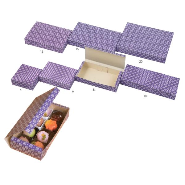 【値引有】【屋号必須】和菓子用サービス箱 15個用 和 C 紫 15 300×180×45mm 1セット200枚 玉谷共栄堂 253015