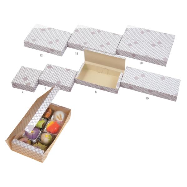 【値引有】【屋号必須】和菓子用サービス箱 4個用 和 C 白藤 4 120×120×45mm 1セット1200枚 玉谷共栄堂 256004