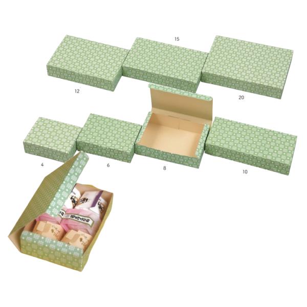 【値引有】【屋号必須】和菓子用サービス箱 12個用 和 B グリーン 12 212×150×45mm 1セット300枚 玉谷共栄堂 251012