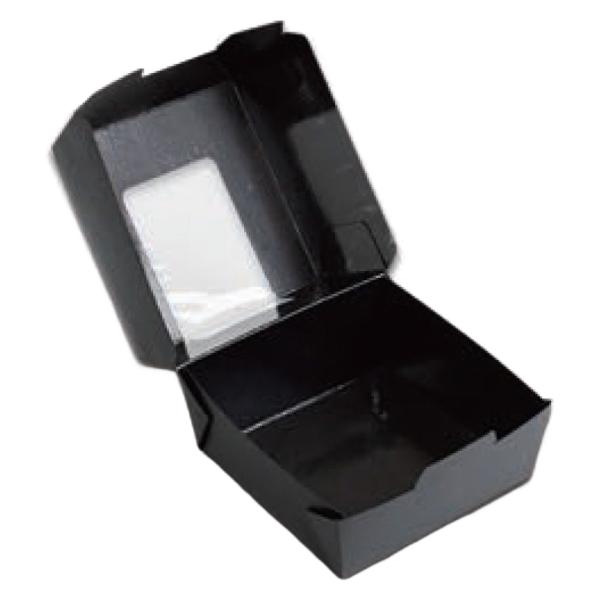 【屋号必須】窓付き紙トレー PT-100BB(PP) 窓付 黒 104×104×46mm 1ケース500枚入 北原産業 テイクアウト