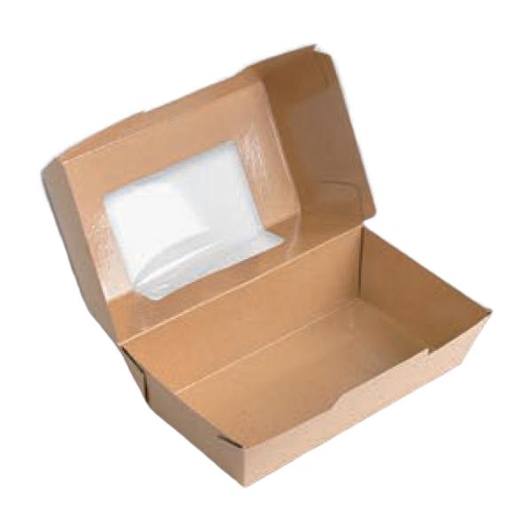 【屋号必須】窓付き紙トレー PT-200PUB(PP) 窓付 クラフト 182×95×50mm 1ケース300枚入 北原産業 テイクアウト