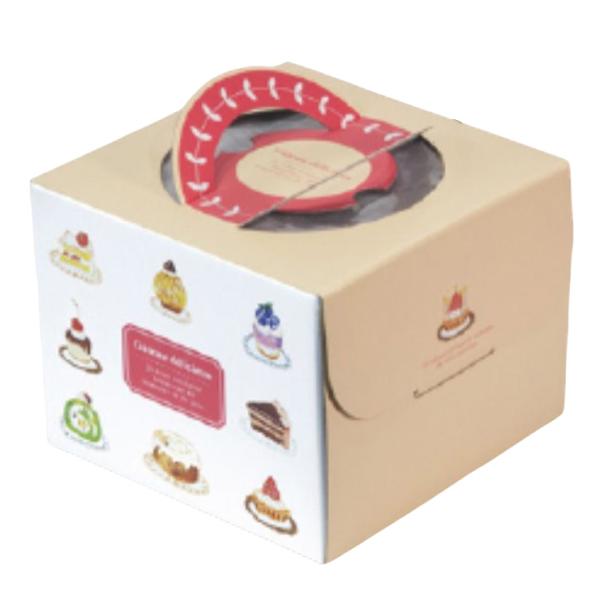 【屋号必須】デコレーションケーキ箱 20-2357 プティビジュー 金台紙無 5号 191×195×150mm 1ケース100枚入 ヤマニパッケージ