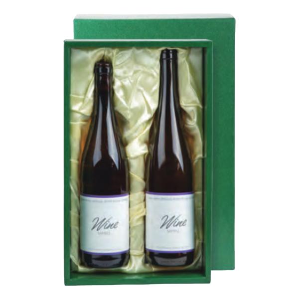 【屋号必須】ワイン用ギフト箱 K-116 ロング兼用 布クリーム 2本 345×203×88mm 1ケース50枚入 ヤマニパッケージ