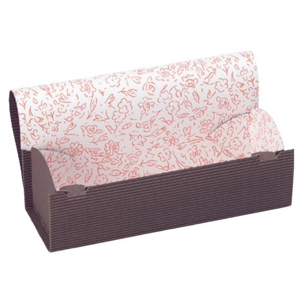 【屋号必須】20-181 ロールケース ロングブラウン/花柄 245×93×90mm 1ケース200枚入 ヤマニパッケージ 洋菓子焼き菓子ギフト箱用