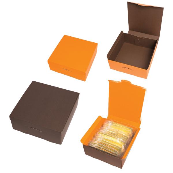 【屋号必須】洋菓子焼き菓子ギフト箱 20-786BO マルチギフトBOX(M) 茶/オレンジ 195×190×80mm 1ケース1..