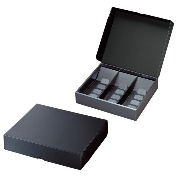 【屋号必須】洋菓子焼き菓子ギフト箱 20-2001BL HBフードギフトボックス メタルブラック M 278×240×59m..