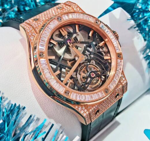 【新品】HUBLOT ウブロ クラシック　フュージョン　スケルトン トゥールビヨン 18Kピンクゴールド　バケットダイヤ　505.OX.0180.LR.0904　メンズ　スケルトン　腕時計　watch【送料・代引手数料無料】